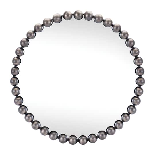 23.5" Round Beaded Metal Wall Mirror